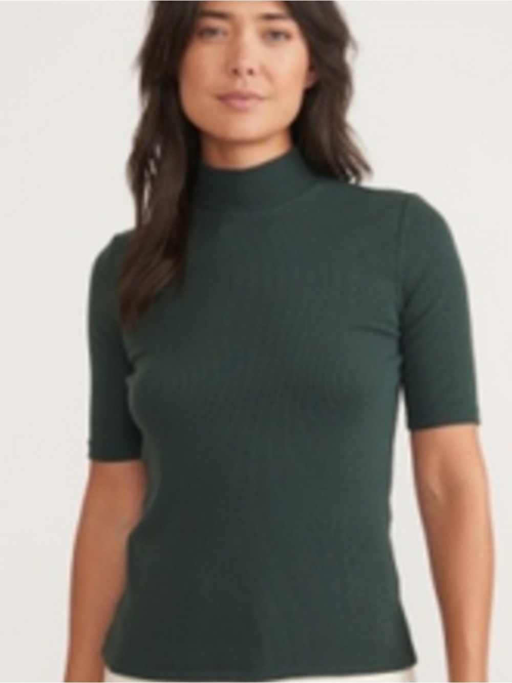 NWT Marine Layer Green Short Sleeve Lexi Ribbed Mock Neck Top